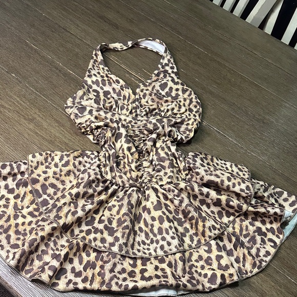 SHEIN Leopard Print Halter Dress for Kids - Picture 1 of 4